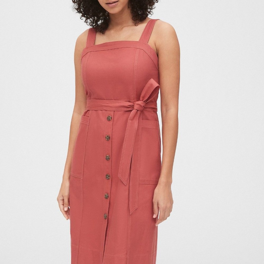 Linen-Cotton Apron Dress, Pink City, Size 4